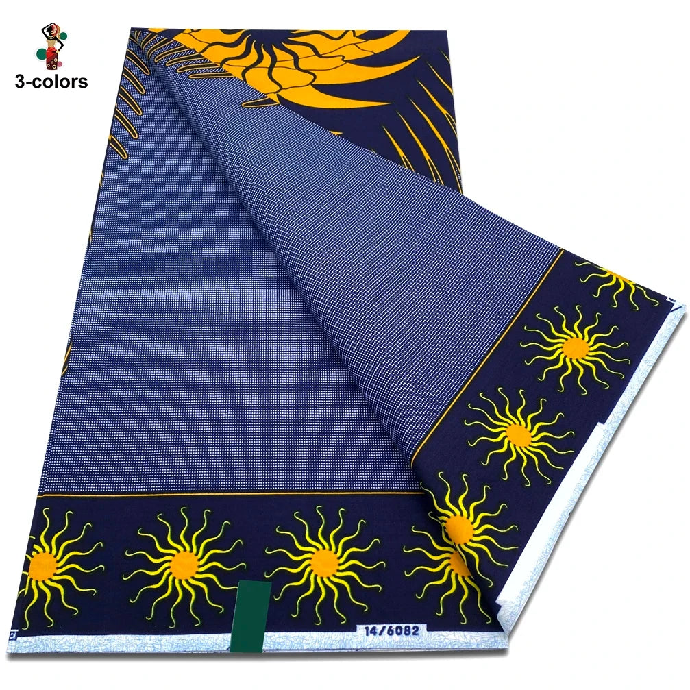 African Real Wax Print Fabric - 100% Cotton Soft Ankara Pagne Material for Dresses
