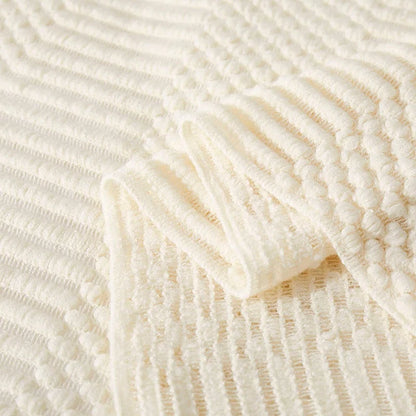 White Boho Throw Blanket – Textured Chunky Knitted Vintage Luxury Bedspread, Sofa Cover Manta Para Sofá