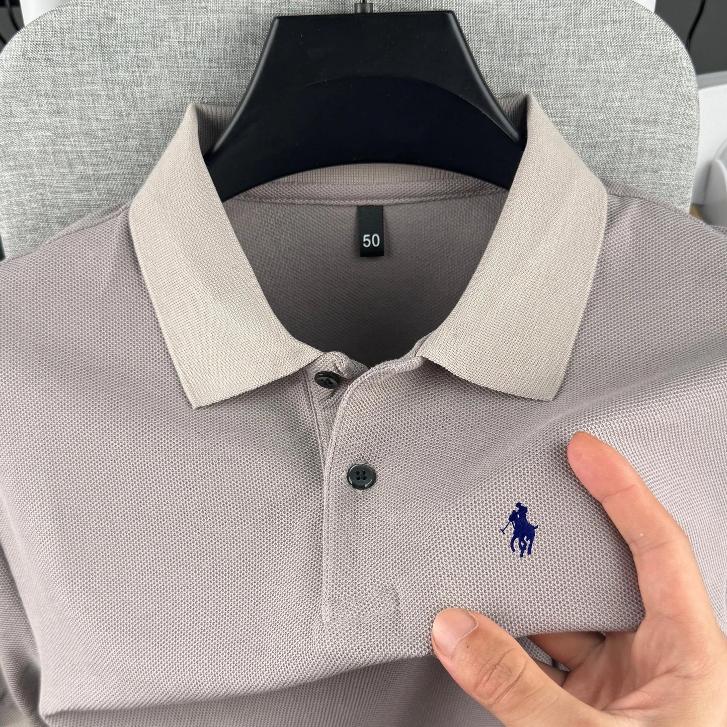 Men’s 100% Cotton Polo Shirt - Luxury Short Sleeve Golf Top with Embroidered Pony Design for Summer Casual Fashion
