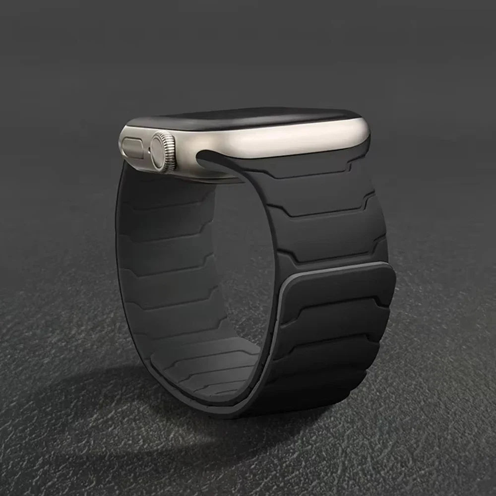Silicone Magnetic Strap for Apple Watch - Adjustable Band for 49mm/46mm/45mm/44mm/42mm/41mm/40mm Series Ultra, SE & More