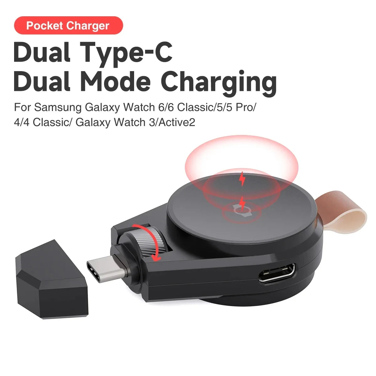 SIKAI Magnetic Watch Charger - USB Type-C Fast Wireless Charger for Samsung Galaxy Watch Ultra, Classic 8, 7, 6, 5 & Pro Models