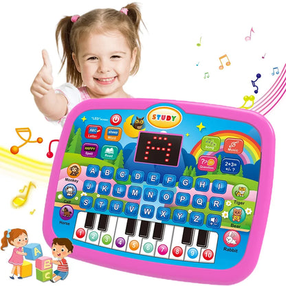 Kids Educational Tablet Toy - Interactive Literacy, Math & Music Learning Keyboard Gift for Ages 3+