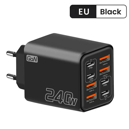 240W GaN USB C Charger - 8-in-1 Fast Charging Power Adapter for iPhone Samsung Xiaomi Devices