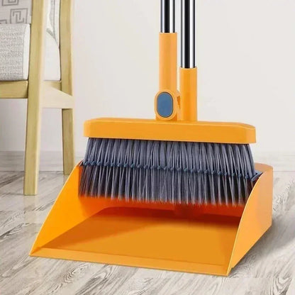 Household Broom & Dustpan Set - Foldable Sweeping Brush with Adjustable Handle and Garbage Shovel