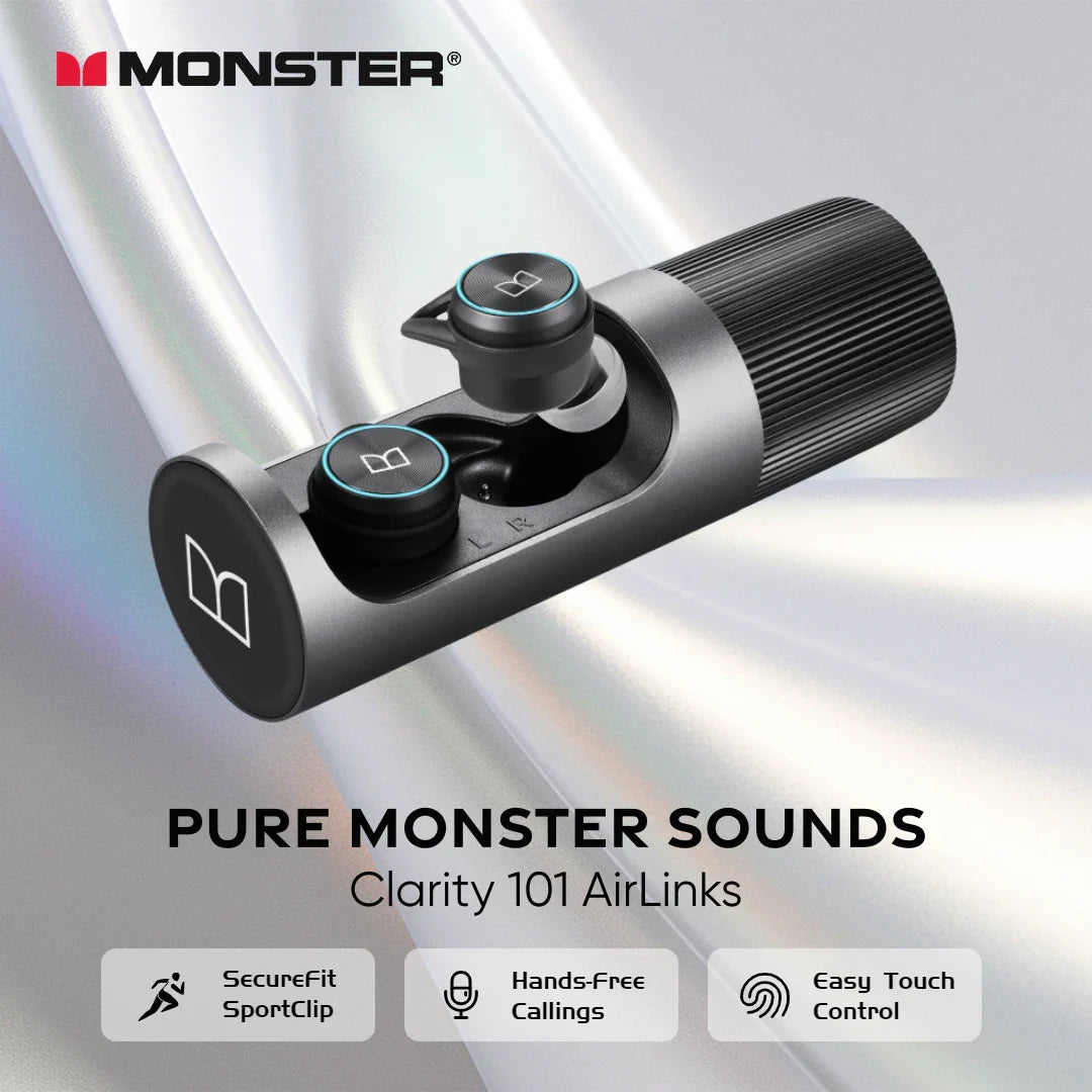 Monster Clarity 101 AirLinks TWS Earbuds | ENC Noise-Cancelling Waterproof Bluetooth Headphones