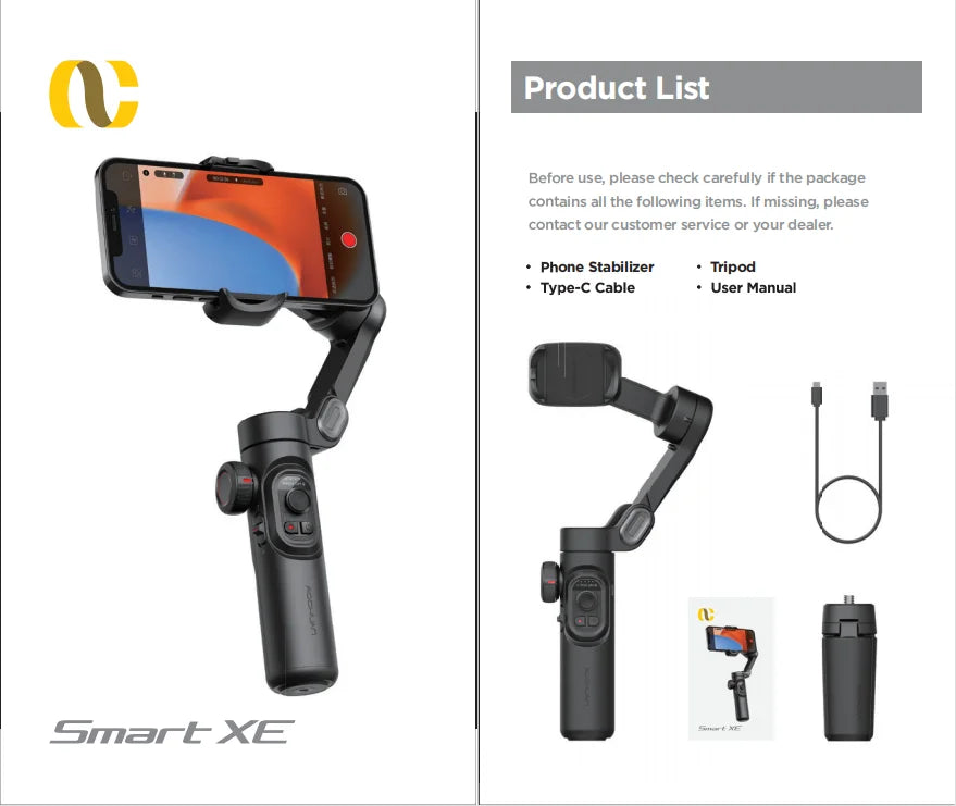 AOCHUAN 3-Axis Handheld Gimbal — Smartphone Stabilizer with Fill Light for iPhone & Android
