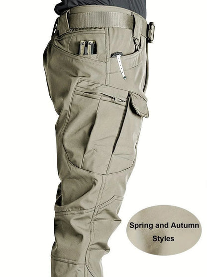 Men's Multi-Pocket Cargo Pants - Stretchy Breathable Outdoor Casual Trousers with Regular Fit Design