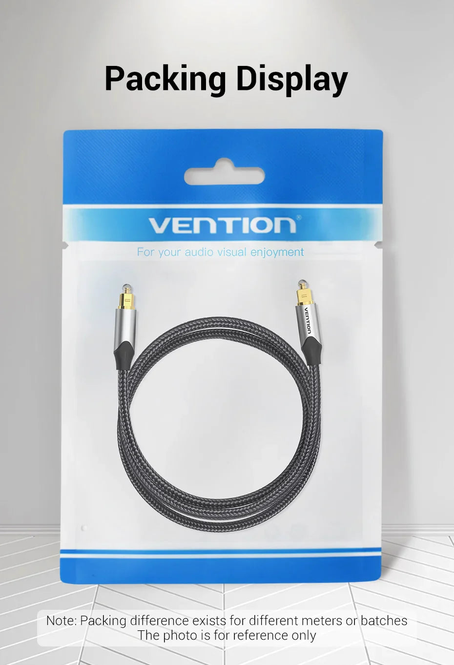 Vention Digital Optical Audio Cable – Toslink SPDIF Coaxial, 1m/2m for Amplifiers, Blu-ray, Xbox 360, PS4, Soundbar Fiber Cable