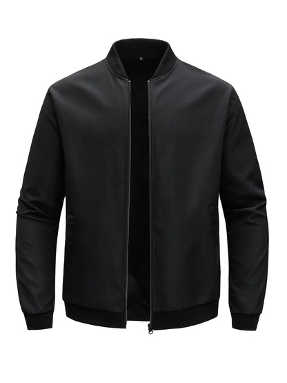 2024 Men's Spring Autumn Jacket – Short Loose Baseball Collar, Solid Color, Business Casual Thin Coat