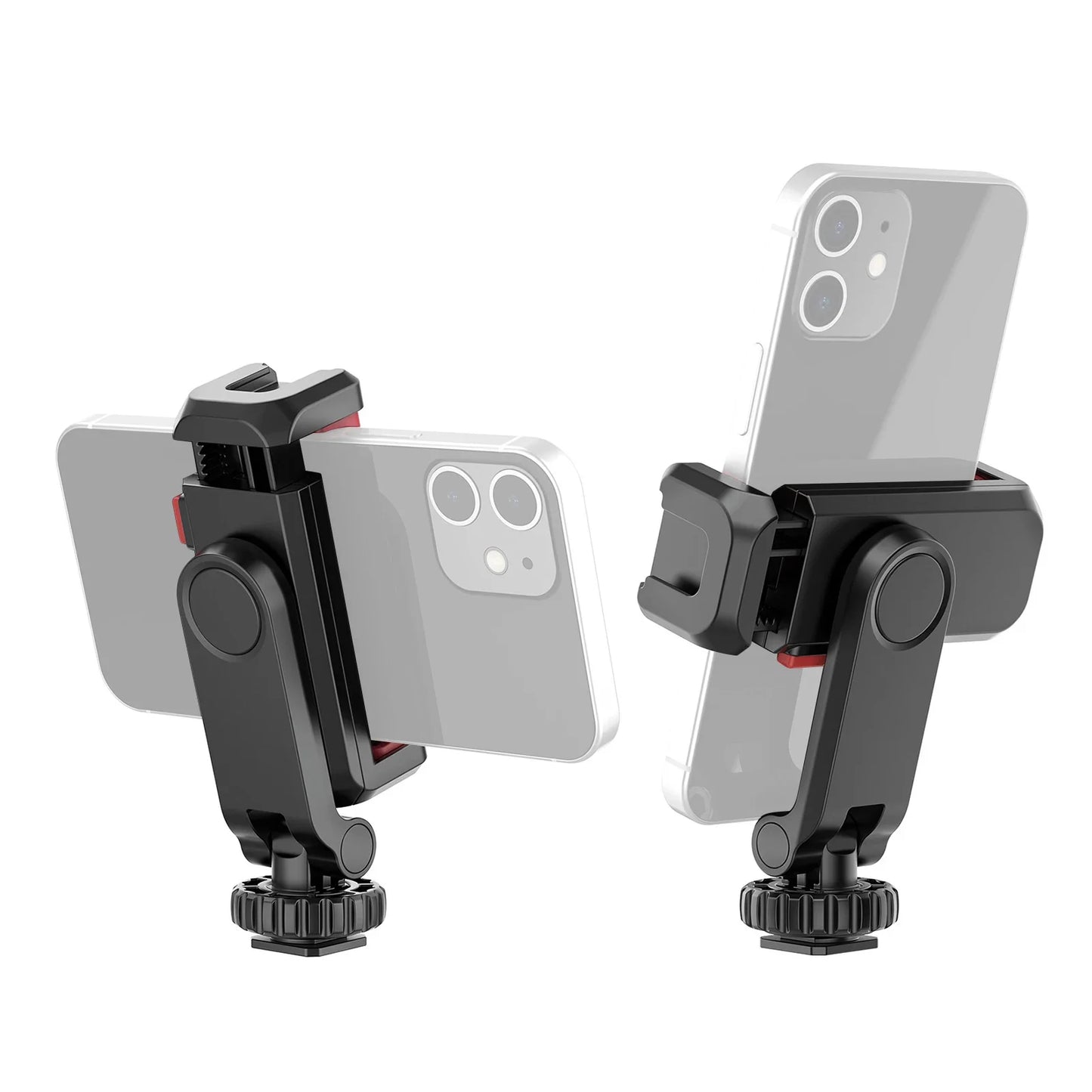 360° Rotatable Phone Tripod Mount with Dual Cold Shoe – Multi-Functional Clamp Holder for Vlogging & Streaming