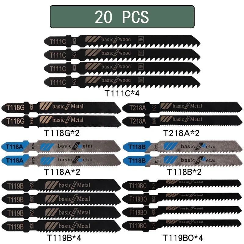 T-Shank Jigsaw Blade Set - 10/20/35/48PCS HCS Saw Blades for Wood Plastic Metal Cutting Tools