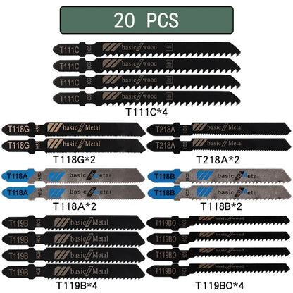 T-Shank Jigsaw Blade Set - 10/20/35/48PCS HCS Saw Blades for Wood Plastic Metal Cutting Tools