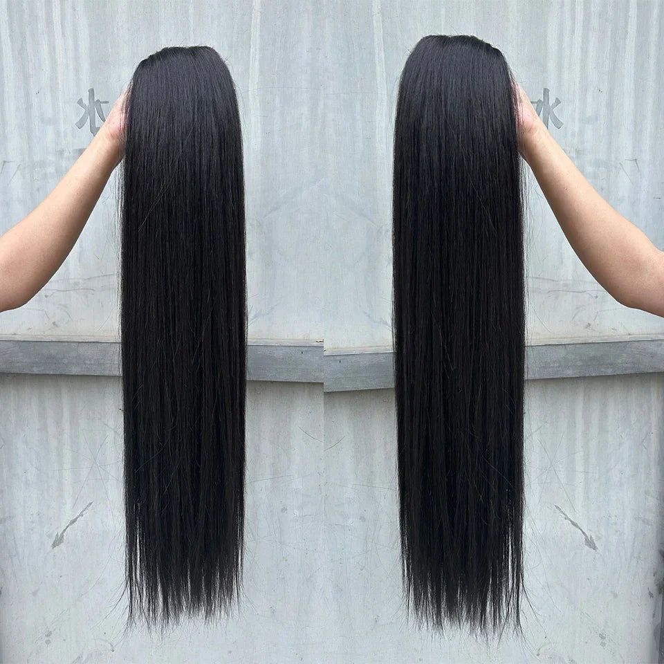 26" Ombre Straight Synthetic Hair Extensions – Smooth Weaving, Full Blue Hair Bundles from Root to End