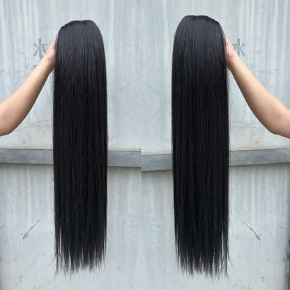 26" Ombre Straight Synthetic Hair Extensions – Smooth Weaving, Full Blue Hair Bundles from Root to End