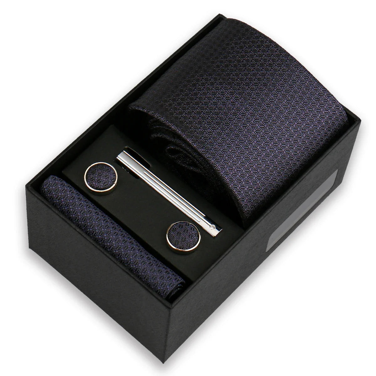Men's Tie & Cufflink Gift Set - 8cm Necktie Handkerchief Clip Box for Formal Business Suits