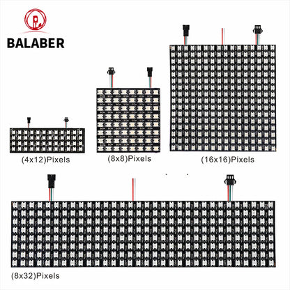 WS2812B RGB LED Pixel Display – 4x12, 8x8, 16x16, 8x32 Individually Addressable, Flexible Programmable 5V Screen