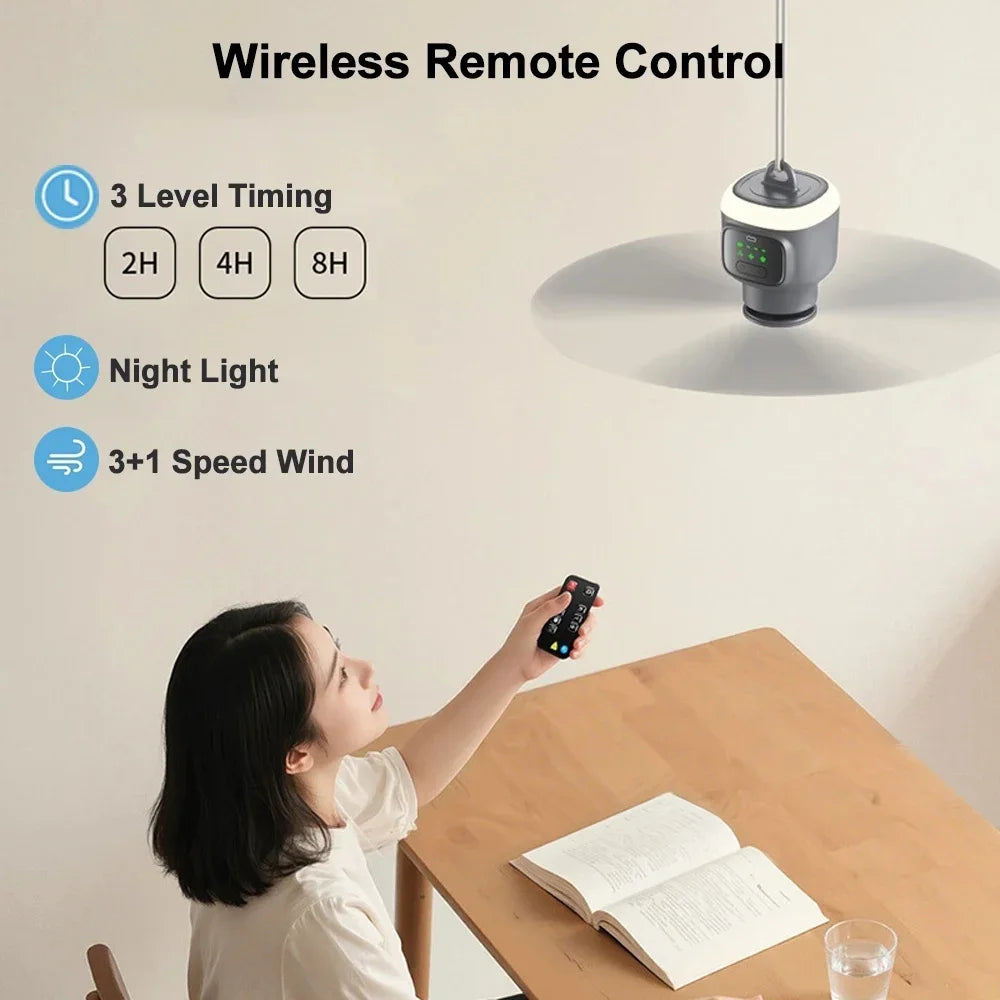 12000mAh Portable Ceiling & Camping Fan – Outdoor Tent Air Circulator and Cooling Ventilator