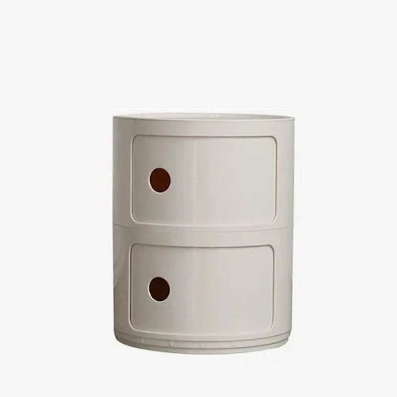 Nordic Minimalist White Bedside Table – Modern Round Plastic Side Cabinet, Small Creative Storage Unit