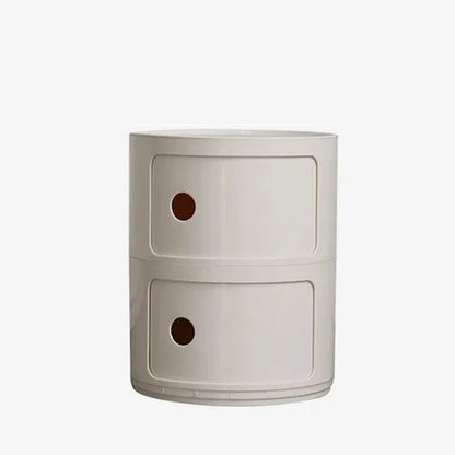 Nordic Minimalist White Bedside Table – Modern Round Plastic Side Cabinet, Small Creative Storage Unit