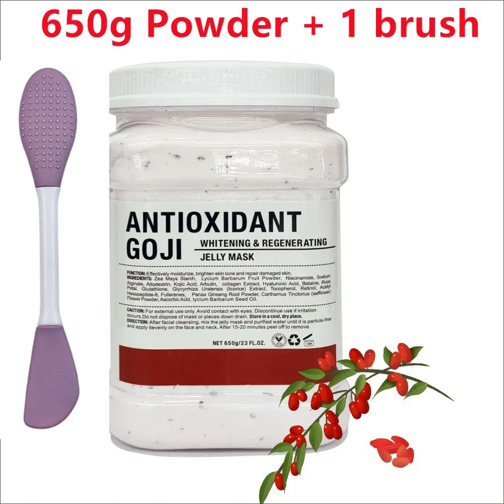 650g Chamomile Hyaluronic Acid Jelly Mask – Rose Moisturizing Facial Powder with Silicone Brush for Skin Elasticity