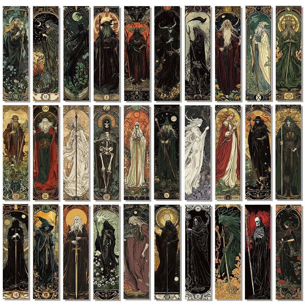 Gothic Dark Wizard Bookmarks 30/60PCS - Creative Decorative Reading Cards for Books & DIY Crafts