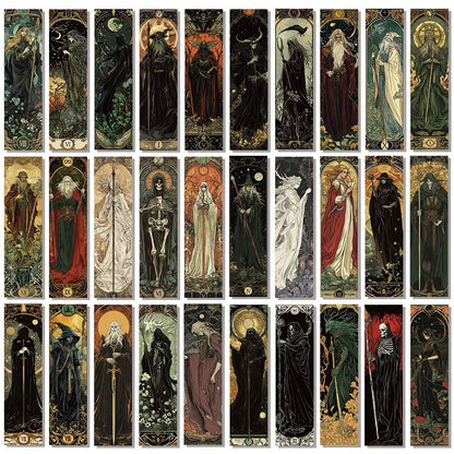 Gothic Dark Wizard Bookmarks 30/60PCS - Creative Decorative Reading Cards for Books & DIY Crafts