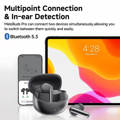 QCY MeloBuds Pro ANC Earbuds - Bluetooth 5.3 Wireless Hi-Res LDAC Headphones with 46dB Noise Cancellation