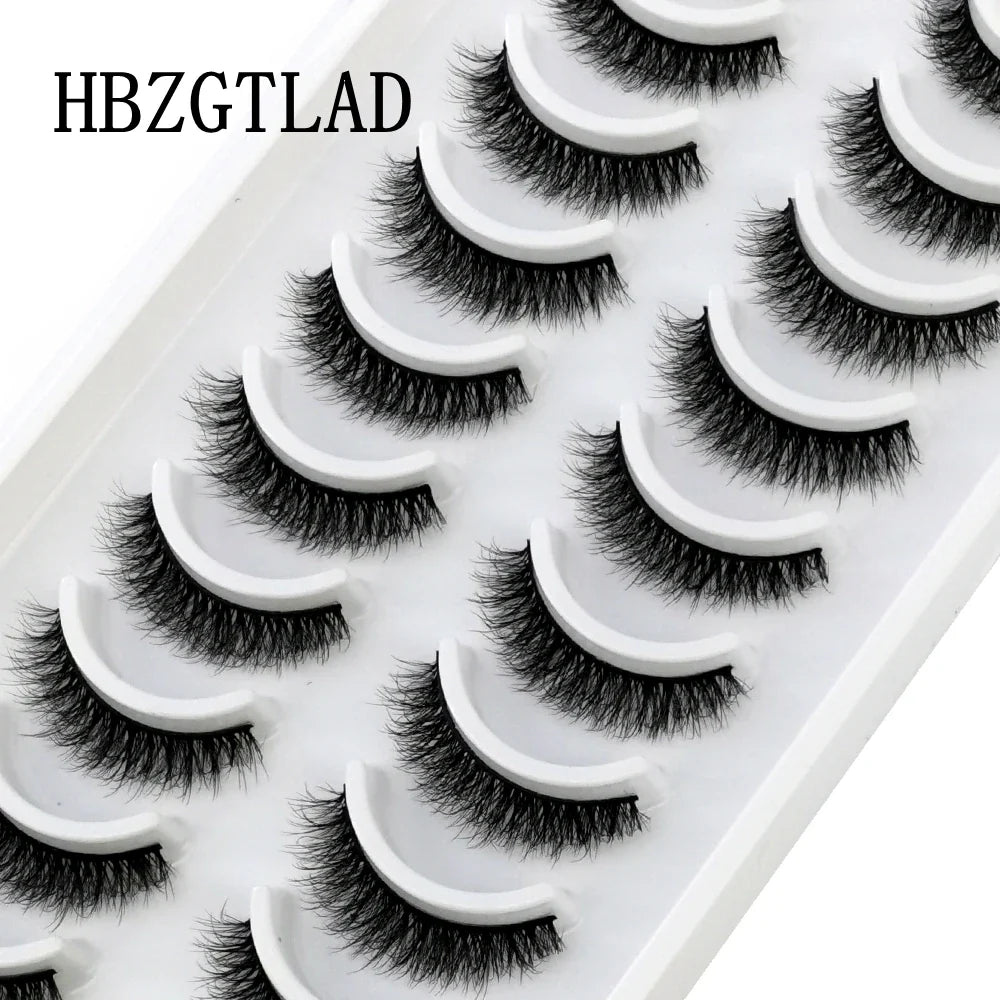 HBZGTLAD 10 Pairs 3D Faux Mink False Eyelashes – Natural Long Look Short Mink Lash Extensions for Makeup & Beauty