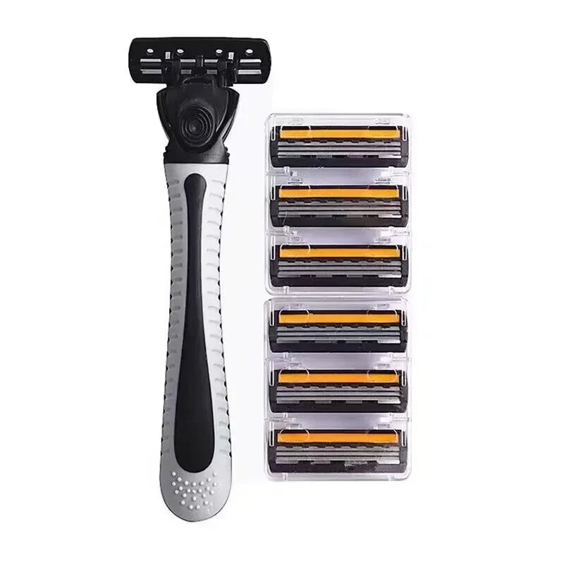 Men’s 3-Layer Reusable Razor - Multi-Tool Shaver with Replaceable Head Design and Imported Blades for Smooth Shaving