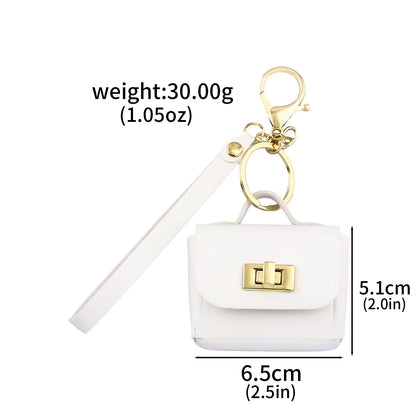 Mini PU Leather Bag Keychain - Openable Coin Purse Pendant with Hand Strap for Phone & Keys