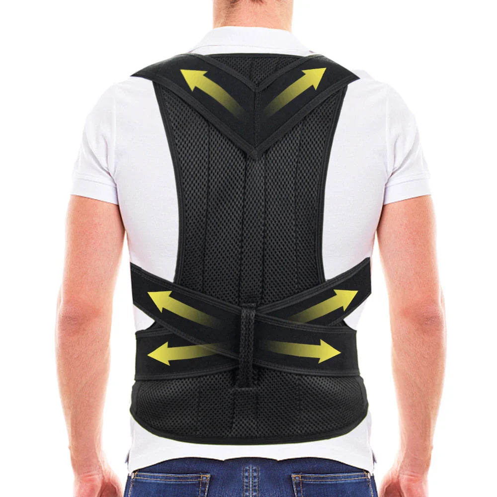 Adjustable Back Brace Posture Corrector Belt – Lumbar & Shoulder Support for Men & Women, Improve Scoliosis