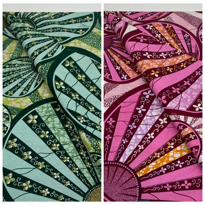New Grand African Wax Fabric - 6 Yards Cotton Ankara Batik Pagne with Golden Shine Finish for Dresses & Sewing