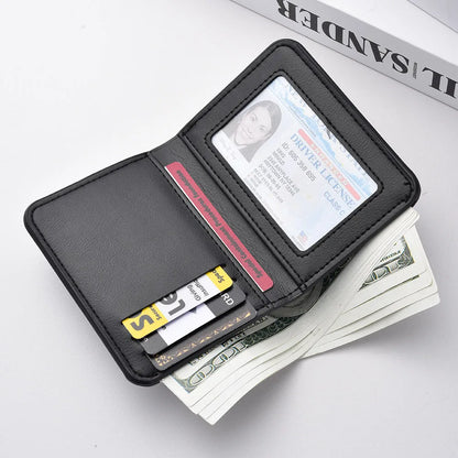Ultra Thin Mini Leather Wallet - Soft PU Credit Card Holder Vertical Short Wallet for Men