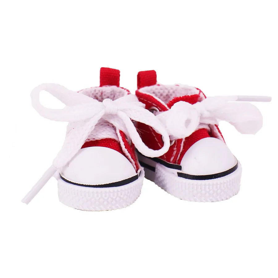 3.8cm Doll Shoes for 17cm Labubu Doll — Solid Color Lace-Up Canvas PU Shoes, Doll Clothing Accessories & Girl’s Toy Gift