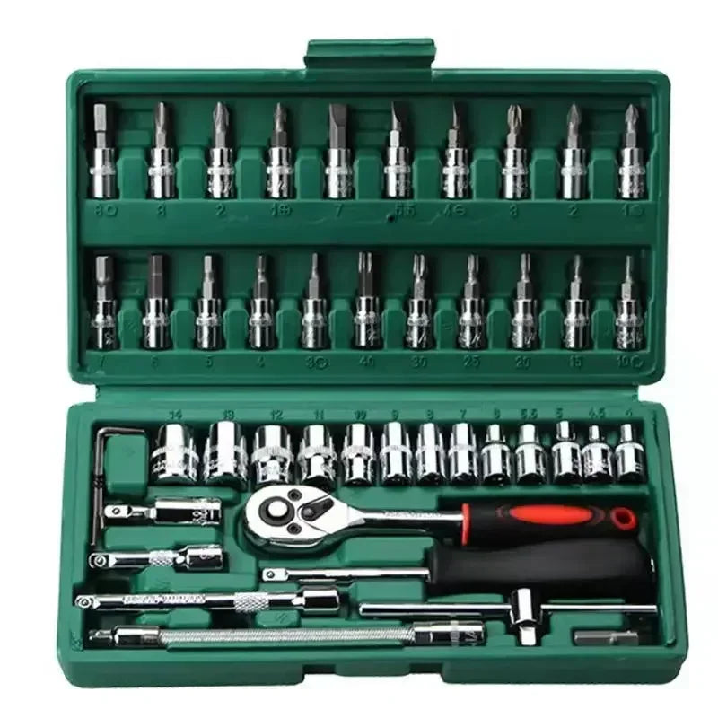 Motorcycle Tool Kit Set - 150/46PCS Ratchet Wrench Socket Set for Auto Repair & Maintenance