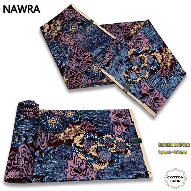 2026 African Grand Golden Wax Fabric - Soft Pink Flash Gold Ankara Batik Pagne