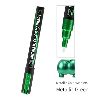 DSPIAE MKA Metallic Brush Marker Pen Set – Eco-Friendly Water-Based Soft Tip Paint Pens (Pink, Orange, Red, Blue, Green, Silver, Gold)