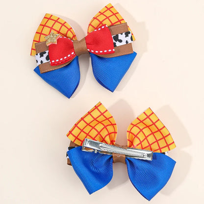 2PCS 3-Layer Bow Hair Clips - Sparkly Star Ribbon Ponytail Hairpins for Girls, Kids & School