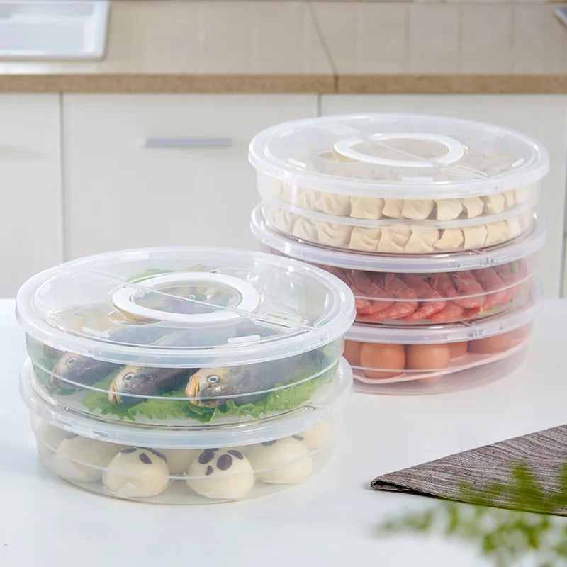 Handheld Dumpling Storage Box - Transparent Food Preservation Tray for Refrigerator & Freezer