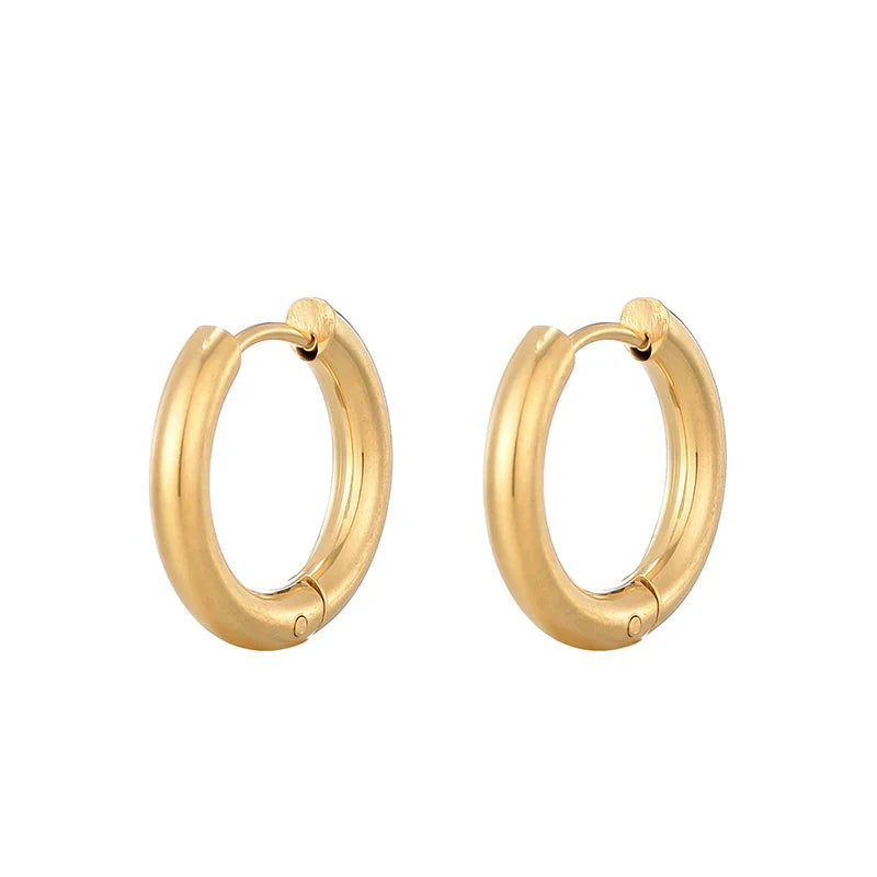 Classic Stainless Steel Hoop Earrings - Heart, Star, Oval & Geometric Punk Hip Hop Jewelry for Women & Men