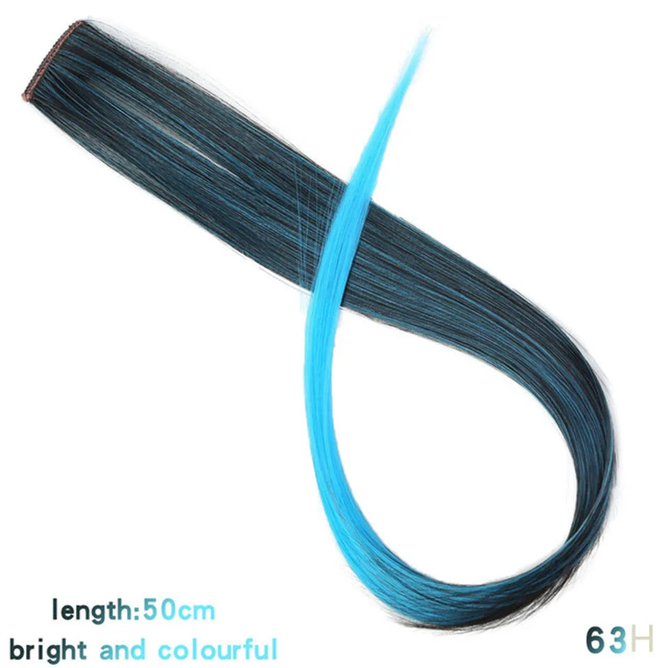 HUAYA 18" Synthetic Clip-In Colorful Curly Hair Extension – Ombre Pink Purple Red Blue Hair Piece