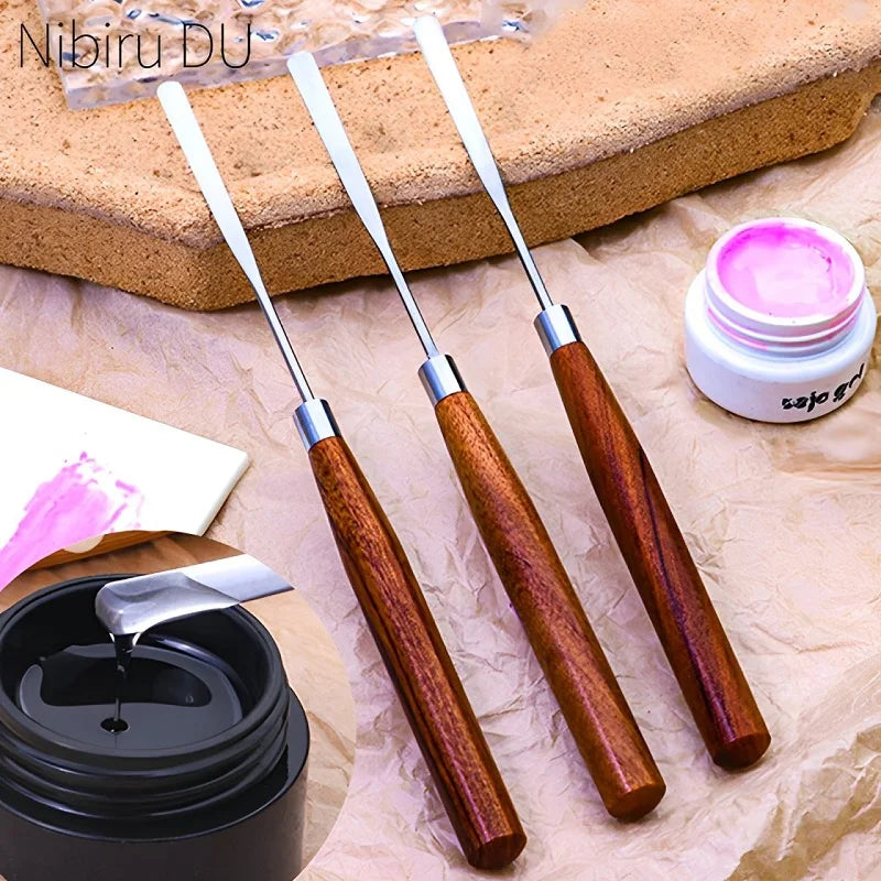 Stainless Steel Nail Art Spatula - Metal Mixing Stick for Pigments, Makeup and Manicure DIY Tools