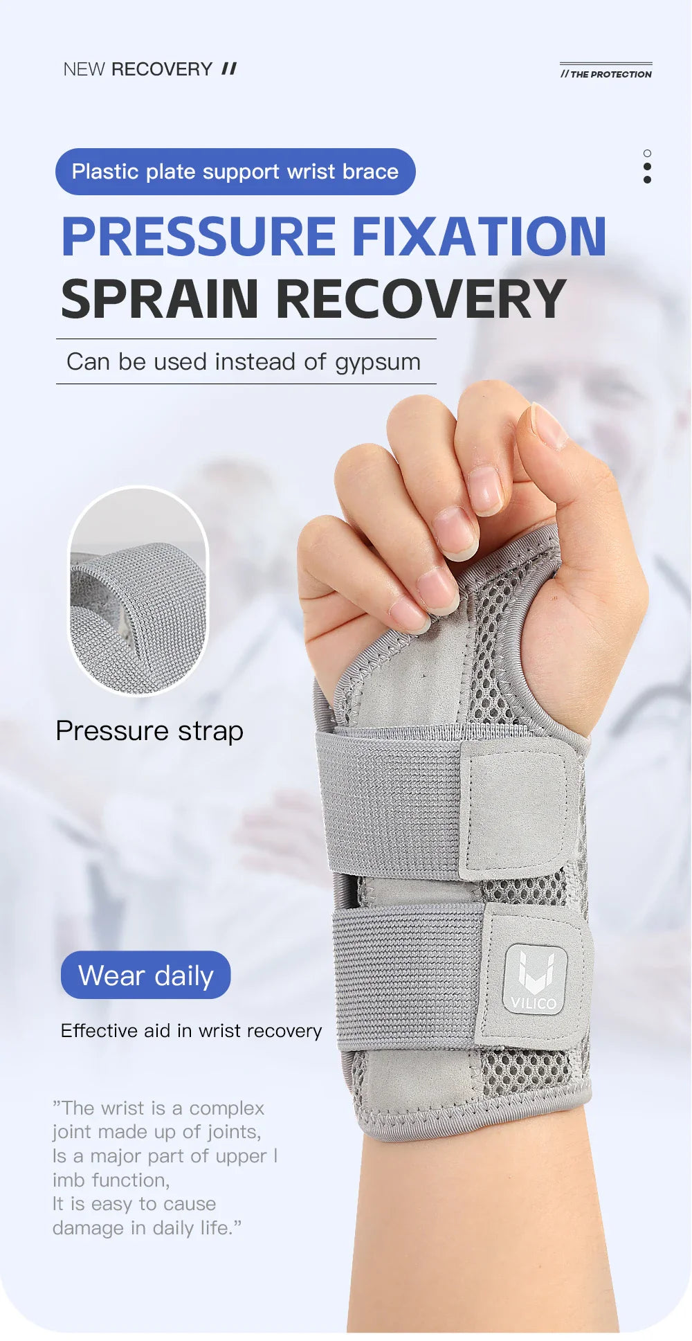 Wrist Brace for Carpal Tunnel — Hand Support with Splints for Arthritis, Tendonitis, Sprains & Wrist Pain, 1PC