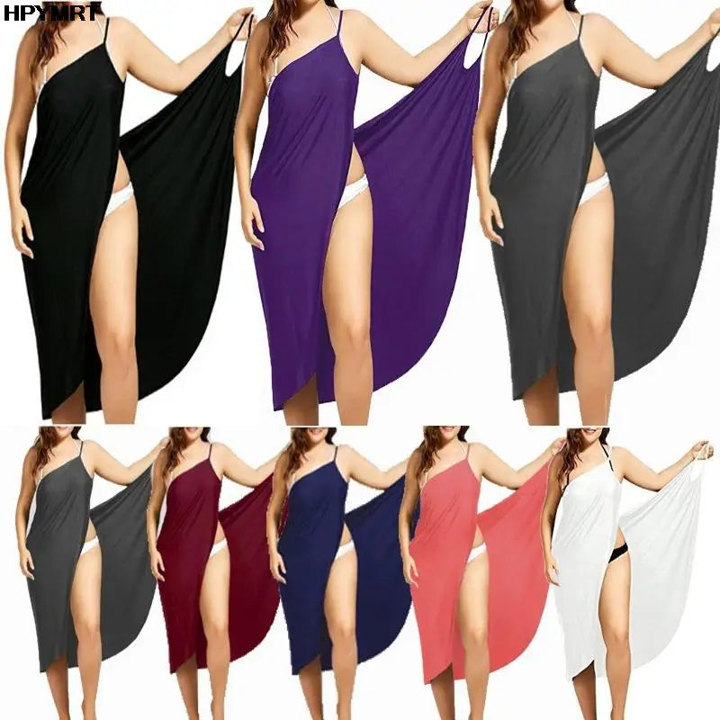 Women's Halter Summer Dress - Sleeveless Cross Back Beach Dress Solid Color Plus Size up to 5XL