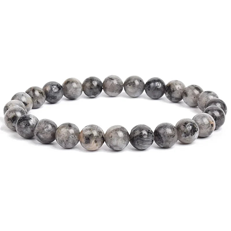 Natural Stone Bead Bracelet - Amethyst Crystal Quartz Aquamarine Jade Agate Elastic Bangle Jewelry for Women & Men