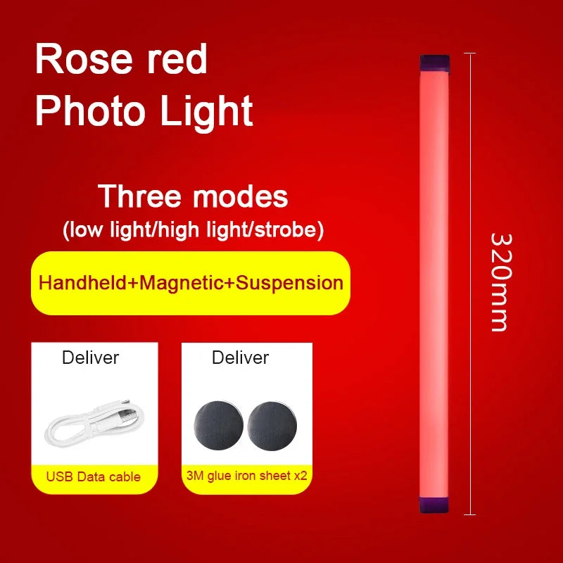 LED Video Light Wand – Handheld & Hanging Fill Light for Photography, Vlog, Live Streaming, Rechargeable Bedside Lamp