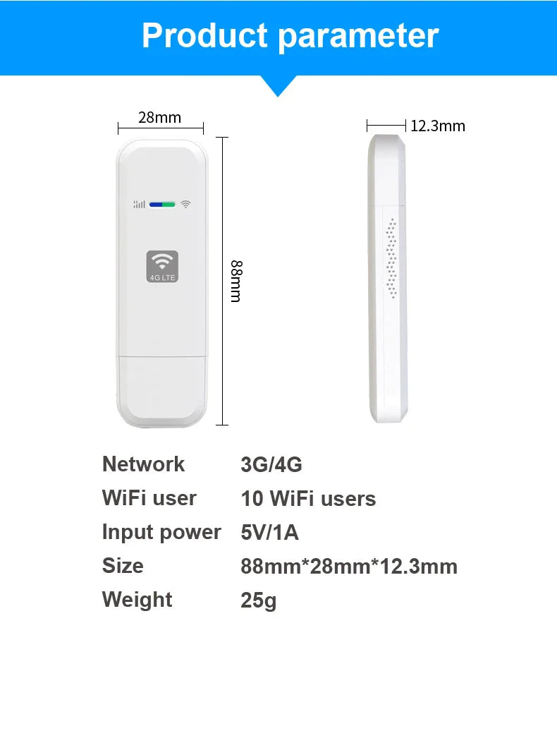 HOSAYA LDW931 4G LTE Portable WiFi Router – Nano SIM USB Modem Pocket Hotspot for 10 Users