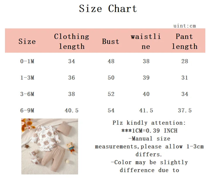 0-9 Months Baby Boy Set – Little Bear Long Sleeve Bodysuit, Pants, Hat & Socks for Spring & Autumn Newborns