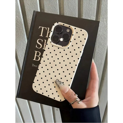 White Polka Dot Phone Case - Full Coverage TPU Shockproof Protective Cover for iPhone 11 12 13 14 15 16 Pro Max