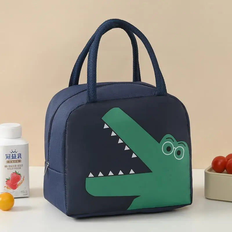 Cartoon Insulated Lunch Bag – Oxford Cloth Bento Box Carrier, Handheld Fresh-Keeping Ice Bag for Camping and Meals